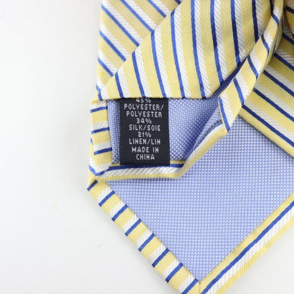 Tommy Hilfiger, Yellow and Blue Striped Men's Neck Tie - Picture 5 of 5